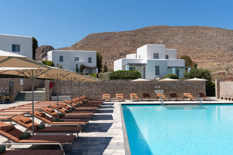 pool area at Anemi Folegandros hotel greece